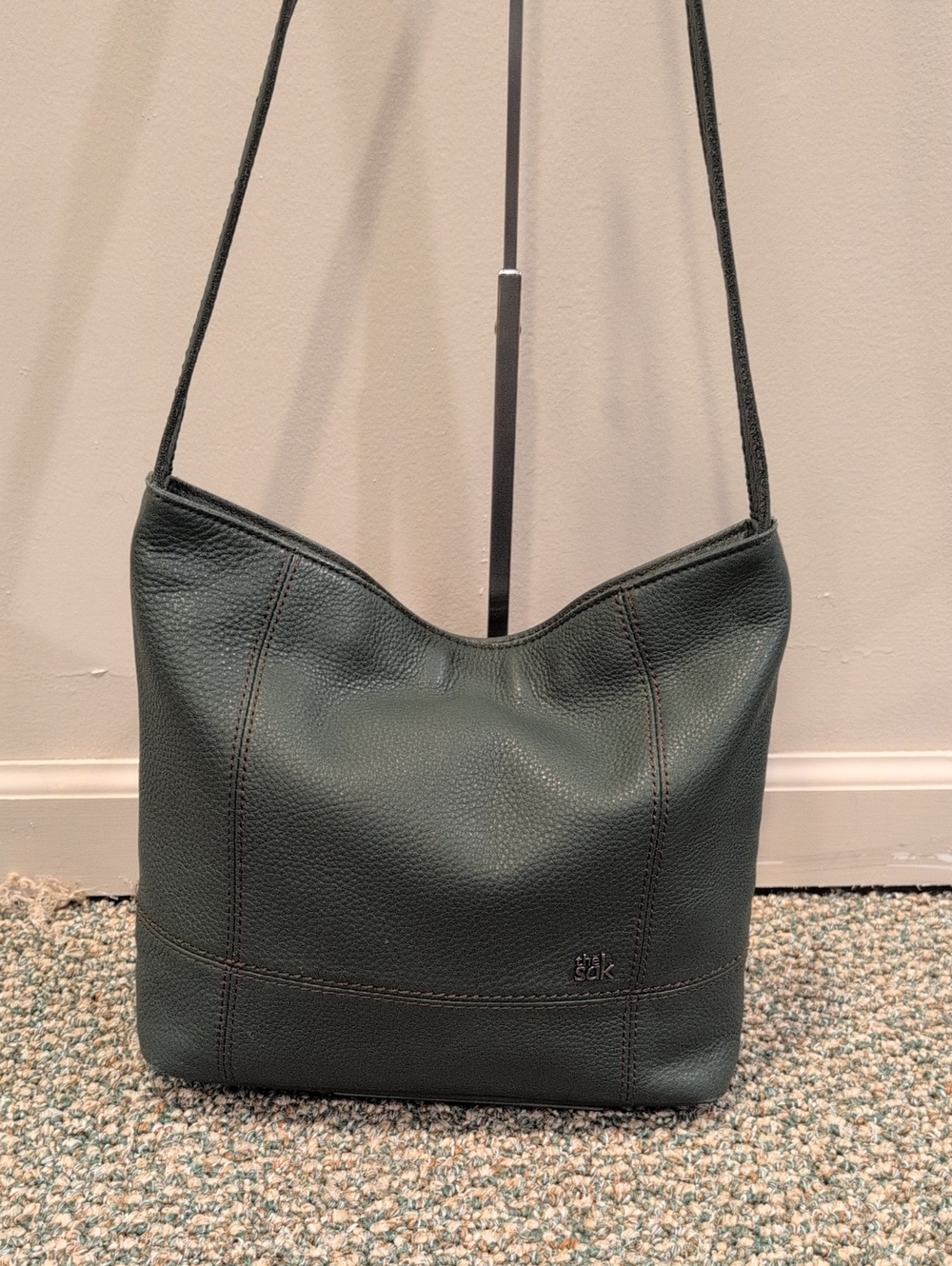 The Sak Forest Green Pebbled Leather Shoulder Bag
